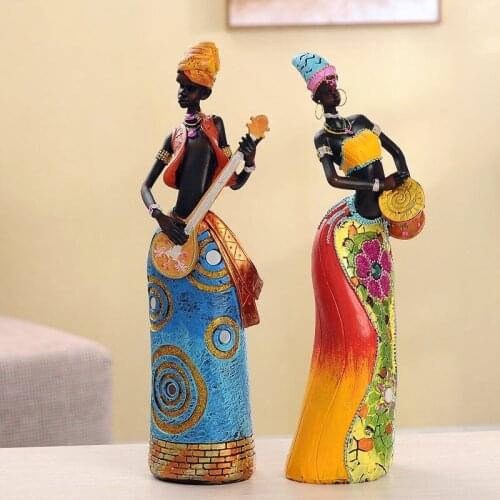 RESIN CRAFTS AFRICAN WOMAN GIRLS DOLL RESIN VINTAGE FIGURINE FOR FRIENDS GIFTS LIVING ROOM HOME DECORATION ACCESSORIES R1069