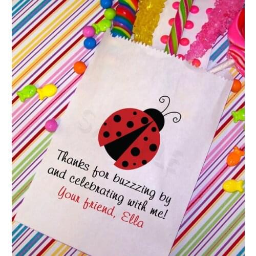Custom Ladybug GIRLS Birthday popcorn candy Buffet lolly bags Baby Shower Bakery Cookie desserts gift Favors packets