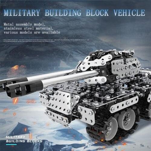 High quality original KAZI metal remote control charging tank childrens puzzle assembled building blocks