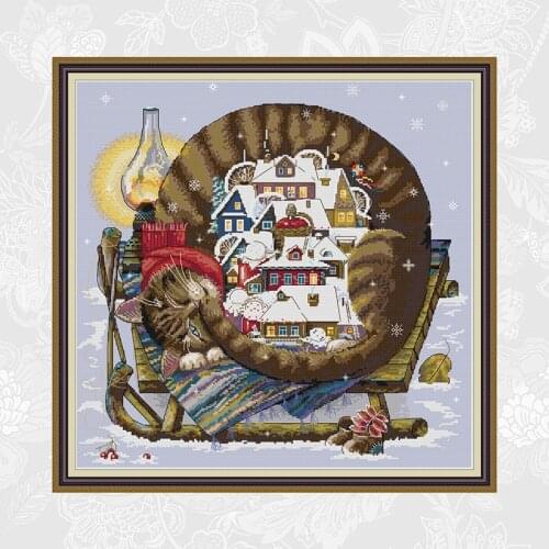 Comfortable winter DIY Handmade Counted Cross-stitch Kit Needlework Chinses Cross Stitch Set For Embroidery Printed On Canvas