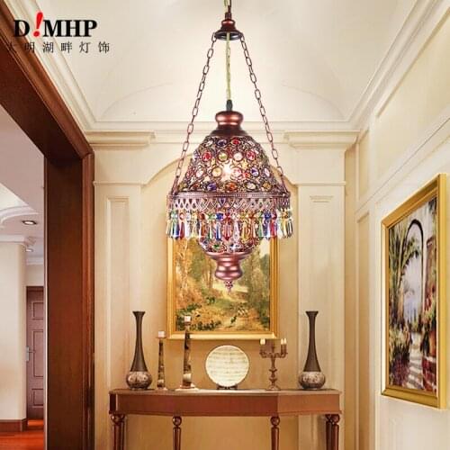 Mediterranean Style Decoration Handmade Turkish Pendant Light Glass Shades Mosaic Pendant Lamp For Bar Coffee Shop E14
