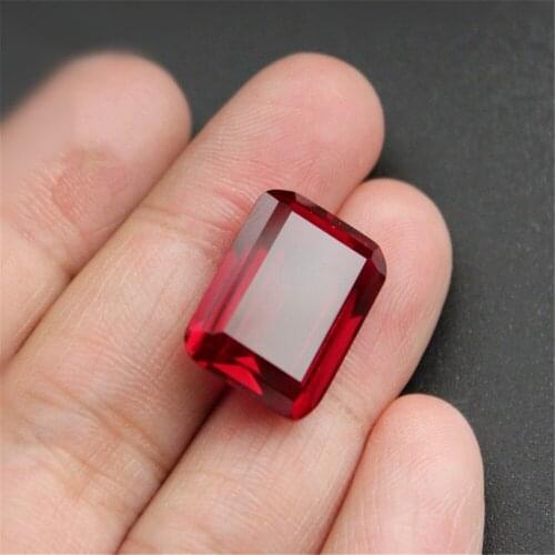 High Quality Cutting Ruby Rectangle Faceted Gemstone Emerald Cut Ruby Gem Blood-red Ruby Multiple Sizes to Choose GR36