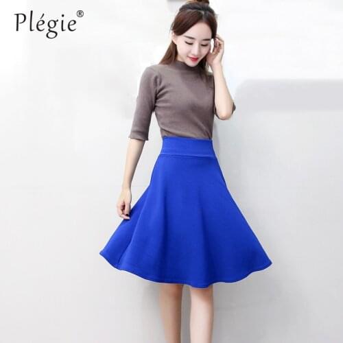 Plegie Skirts Womens High Waist Midi Skirt Spring Summer Streetwear Tutu Skirt Black Pink WineRed Faldas Mujer Moda 2019