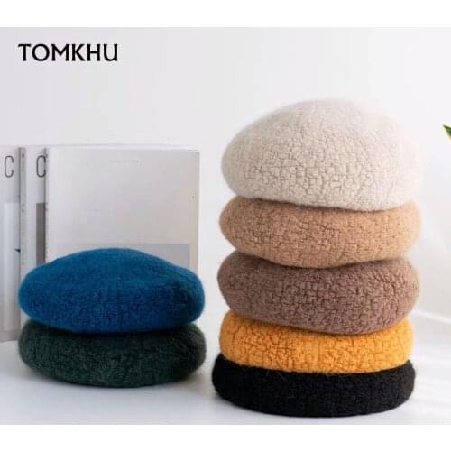 Women Rabbit Hair Berets Hat Winter Quality Wool Painter Hat Thickened Warm Knit Cute Girls French Artist Beanie Designer Hats