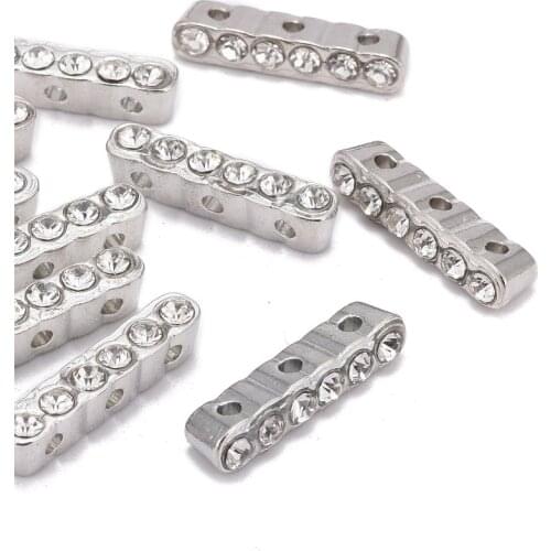PandaHall 10pcs 20x4x5mm Alloy Bar Spacer Grade "A" Rhinestone Connectors for Jewelry Making Bracelet Necklace
