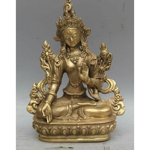 14 cm * / Tibet Bronze Gilt Tara Spirit Of Compassion Goddess Buddha Statue