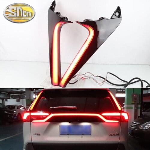 3-in-1 Functions LED Rear Fog Lamp Brake Light Dynamic Turn Signal Pillar Light Reflector For Toyota RAV4 RAV 4 2019 2020