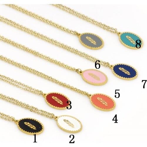 5pcs 2021 rainbow multi-colors drop shape paved charm feather eye protection Fatima hand elephant gold women chain necklace