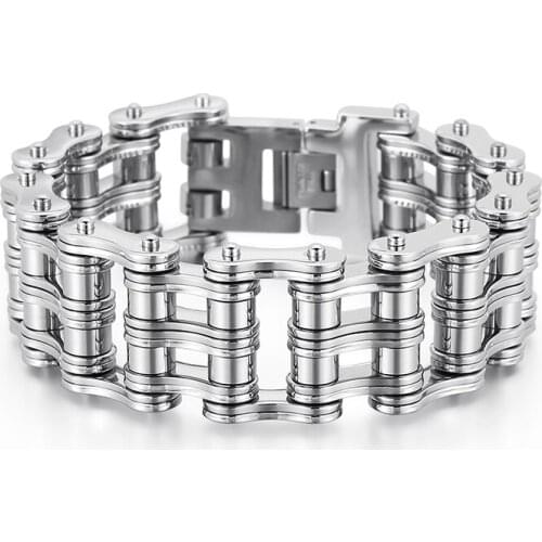 HAOLYNJOY Bicycle Chain Bracelet Steel Color Stainless Steel Fashion 225mm Jewelry For Men