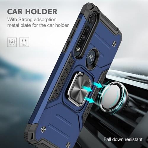Armor Shockproof Case For Motorola Moto G8 Plus Play One Macro Magnet Holder Ring Cover Funda For Motorola G8Plus Play One Macro