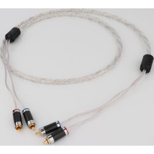 One Piece Silver Plated Dual Filter Ring Fever Audio Signal cable Line RCA plug Audio Cable