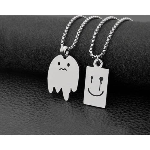 Fashion New Titanium Steel Ghost Pendant Necklace Punk Wild Wild Simple Sweet Cool Necklace hot sale