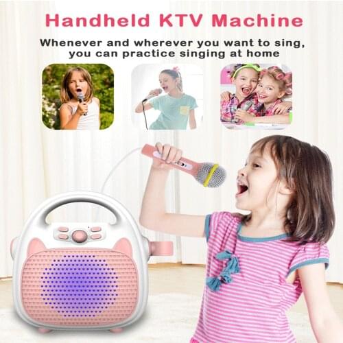2021 Kids Wireless Bluetooth Music Player Childrens Karaoke Singing Machine Toy Speaker for Boy Girl Party Led Light Support TF