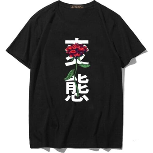 Summer rose print clothing Sexy Female Loose Women Tshirt Punk Dark Grunge Streetwear Ladies Top Gothic Tshirts Harajuku Clothes