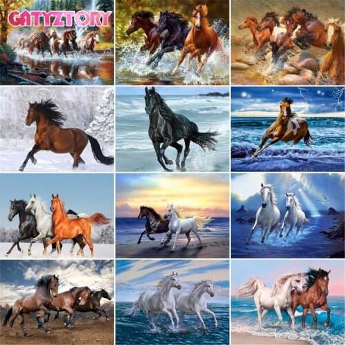 GATYZTORY Diamond Painting Horse Kits Handmade Needlework DIY Diamond Embroidery Animal Mosaic Rhinestone Picture