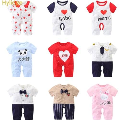 Hylidge Newborn Baby Clothes Summer Cotton Jumpsuits Kids Short-Sleeved Overalls Toddler Girl Boy Onesie New Born Gift Clothing