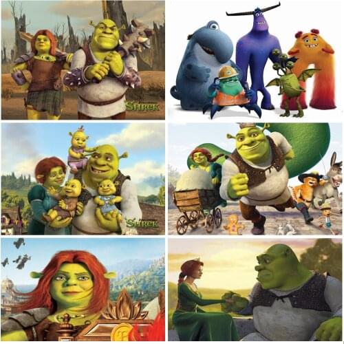 Full Diamond Painting Disney 5D DIY Shrek Happy Family Cross Stitch Kit Mosaic Inlaid Diamond Embroidery Decorative Painting