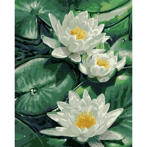 GATYZTORY DIY Water Lily Pictures By Number Kits HandPainted Paintings Art Painting By Numbers Landscape Drawing On Canvas Home