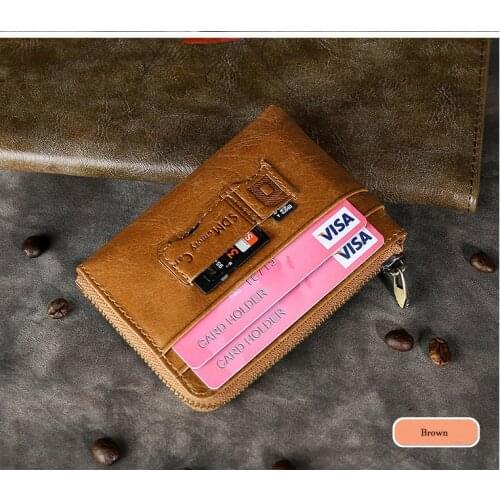 COOL Rfid Blocking Real Leather Coin Purse Men and Women Top Quality Small Mini Bag Purse for Coins Partmone Men