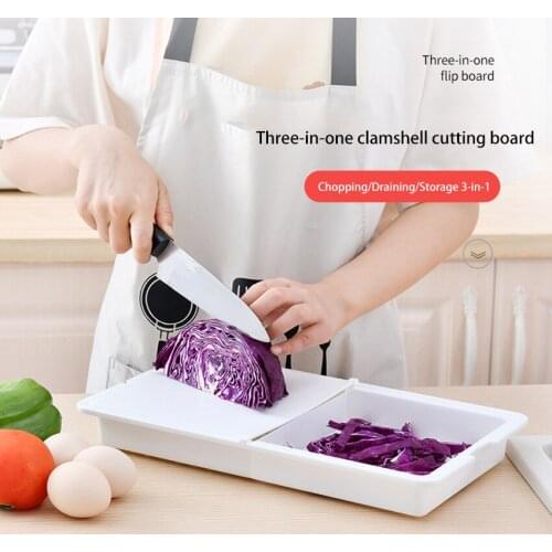 3 in 1 Kitchen Chopping Block Foldable Cutting Board With Colander Kitchen Chopping Board Washing Basket Drain Kitchen Organizer