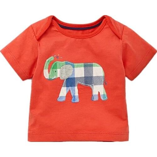 Little Maven New Summer Children Clothing Cute Short O-neck Elephant Applique Quality Striped Cotton Boys Casual Tshirt