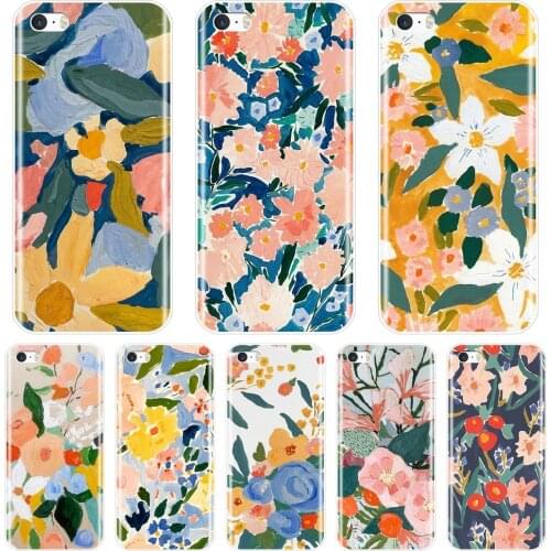 Soft TPU Case For iPhone 5C 5S SE 5 S Aesthetic Flower Art Floral Pretty Silicone Back Cover For Apple iPhone 4S 4 S Phone Case