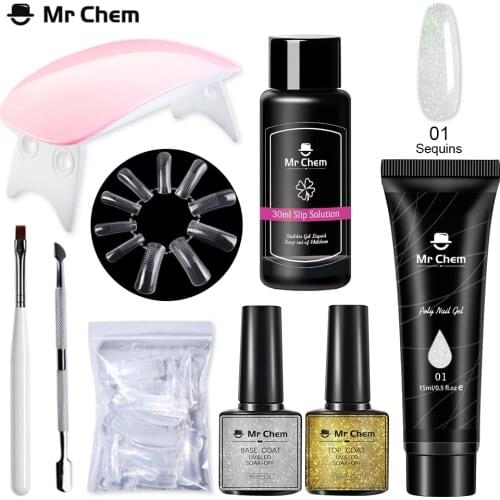 Mr Chem Poly Nail Gel Set Poly UV Gel Clear/Pink Acrylic Quick Building Finger Extension Soak Off UV Gel Polish Nail Tools Set