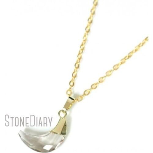 10Pcs Gold Color Faceted Moon Chains Necklaces Smokey Quartz Chains Necklaces For Less 16inch-20inch NM14616
