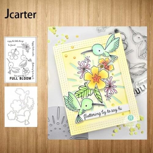 New Design Bird Flower Leaves Metal Cutting Dies and Clear Stamps Craft Stencil for Scrapbooking Album Paper Make Template Decor