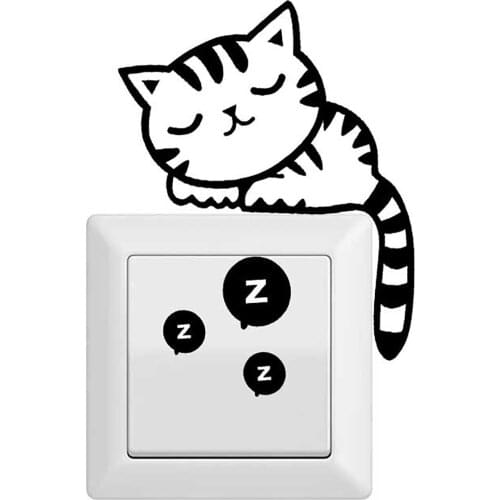 New Fashion Design Cute Wall Sticker Cat Series Wall Sticker Light Switch Decoration Decal Art Painting Decoration Accessories