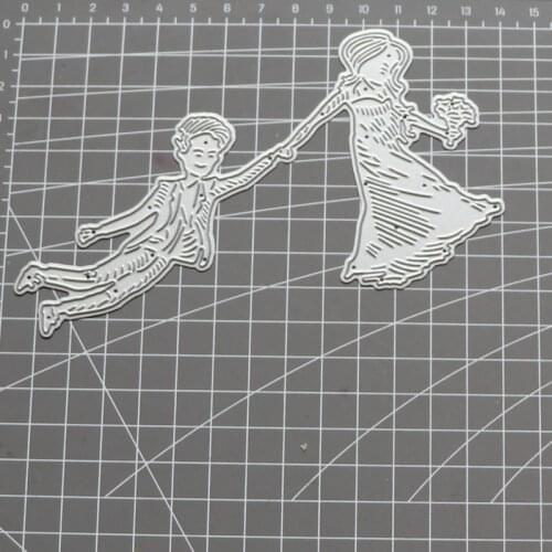 Couple Holding Flowers Metal Cutting Dies Scrapbooking Stencil DIY Embossing Craft Die Cuts Card Making New 2021