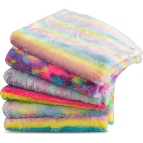 160cm*50cm Multi-color Rainbow Plush Cloth,Faux Fur Fabric,Felt Cloth,Fabric For Coat Dolls Shoes Vest