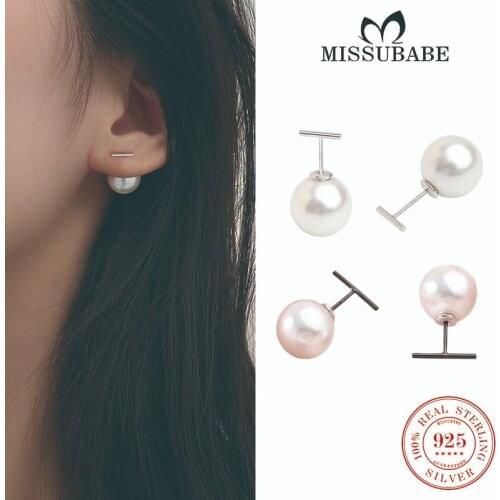 Real 925 Sterling Silver Stud Pearl Earrings Big Personal Ear Studs Fine Brincos Elegant Jewelry Pendientes Mujer Gift For Women