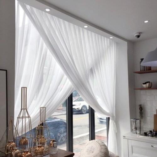 Chiffon Window Screen for Living Room Bedroom Light Transparent Vertical Soft Translucent Impermeable People White Tulle Curtain