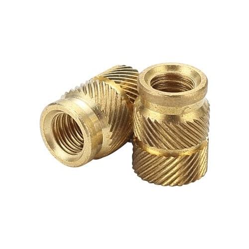 SL-type Double Twill Knurled Brass Injection Nut Brass Hot Melt Inset Nuts Heating Molding Copper Thread Inserts Nut M4 50Pcs