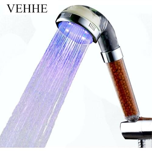VEHHE Led Thermostat Control 3 Color Spa Shower Heads Led Shower Light Head Bathroom Water Temperature LED Shower Heads