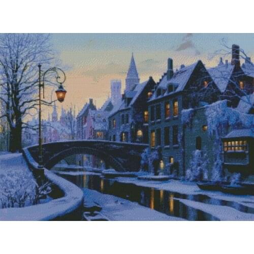 Top new Embroidery Counted Cross Stitch Kits Needlework Crafts 14 ct DMC Color DIY Arts Handmade Decor Snowing house