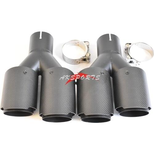 2PCS Universal Dual Matt Black Carbon Fiber Exhaust Tip Modified Exhaust Pipe Fiber Cover Muffler Tip For BMW E90