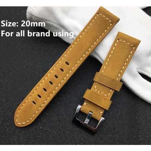 Top quality 20mm Handmade Italian Brown Vintage Genuine Leather Watch Band Strap Watchband for tudor Seiko Omega for Breitling