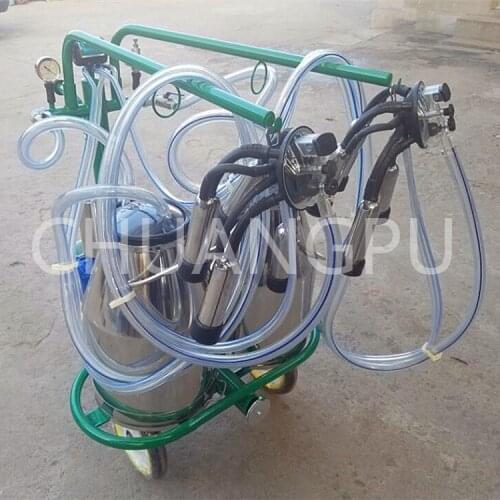High Efficiency Portable Cow Dry Type Pump Double Buckets Milking Machine for Dairy Farm