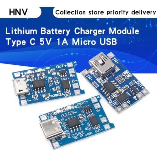 1PCS 5V 1A Micro USB 18650 type-c Lithium Battery Charging Board Charger Module+Protection Dual Functions TP4056 18650