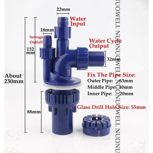 1pc Hi-quality Aquarium 4-Way Overflow Pipe Connectors Fish Tank Bottom Filter Pipe Fittings Water Clean Tools Pet Products