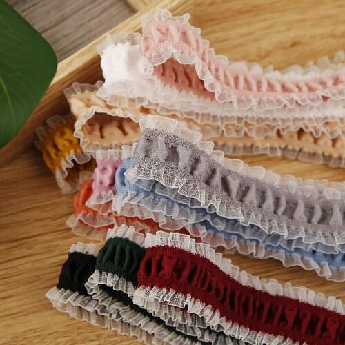 10 Yards 25/38MM Lace Pleated Polyester Skirt With Snow Gauze Belt Ribbon Hair Bows Crafts Gift Box Handmade 2021062102