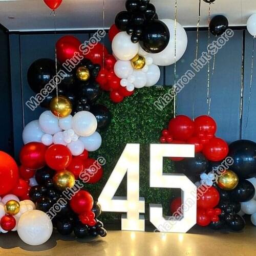 180pcs Red White Wedding Party Backdrop Baby Shower Arch gender reveal Decoration Birthday Boy 4D Gold Balloon DIY Garland Kits