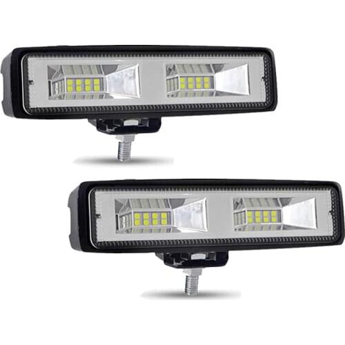 2Pack 16LED 48W LED Work Light Bar IP68 Waterproof Car Headlights Assembly 12V Spot Beam Lamps For Truck ATV SUV DRL Off Road