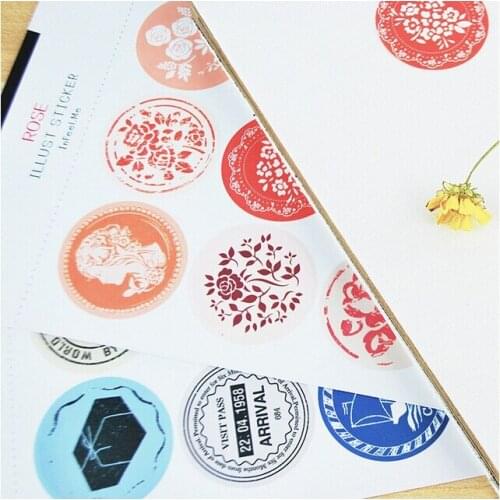 2pcs/lot ILLUST Retro Pattern Series Round Design Kraft Seal Sticker Stationery Office School Supplies DIY Note Gift Labels