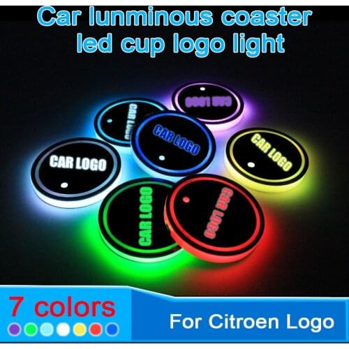 2PCS Led Car Cup Holder Coaster For Citroen logo Light For berlingo c4 c5 c3 c1 grand xsara picasso Accessories 7 colors