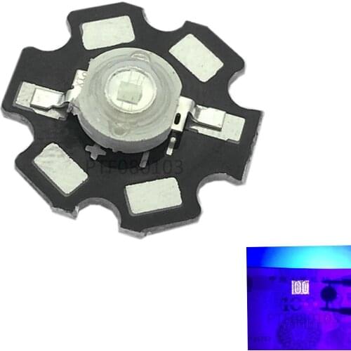 20pcs 3W High Power LED UV Light Chip 365nm 375NM 385nm 395nm 400nm 415nm 425nm Ultra Violet with 20mm star pcb DIY