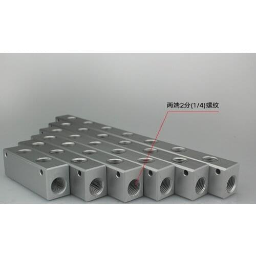 20x25mm WxH 1/4" BSP Female 2 3 4 5 6 7 8 10 Ways 4-12 Ports Solid Aluminum Pneumatic Air Manifold Block Splitter