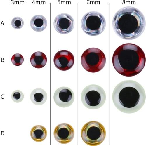 3mm 4mm 5mm 6mm 8mm 3D Fishing Lure Eyes Simulation Eyeball Down Crankbait Minnow Popper VIB Artificial Fish Eyes